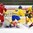 LUCERNE, SWITZERLAND - APRIL 21: Sweden's John Dahlstrom #10 with a scoring chance against Russia's Anton Krasotkin #1 while Jonathan Davidsson #14, Dmitri Sokolov #18 and Dmitri Zhukenov #27 look on during preliminary round action at the 2015 IIHF Ice Hockey U18 World Championship. (Photo by Matt Zambonin/HHOF-IIHF Images)

